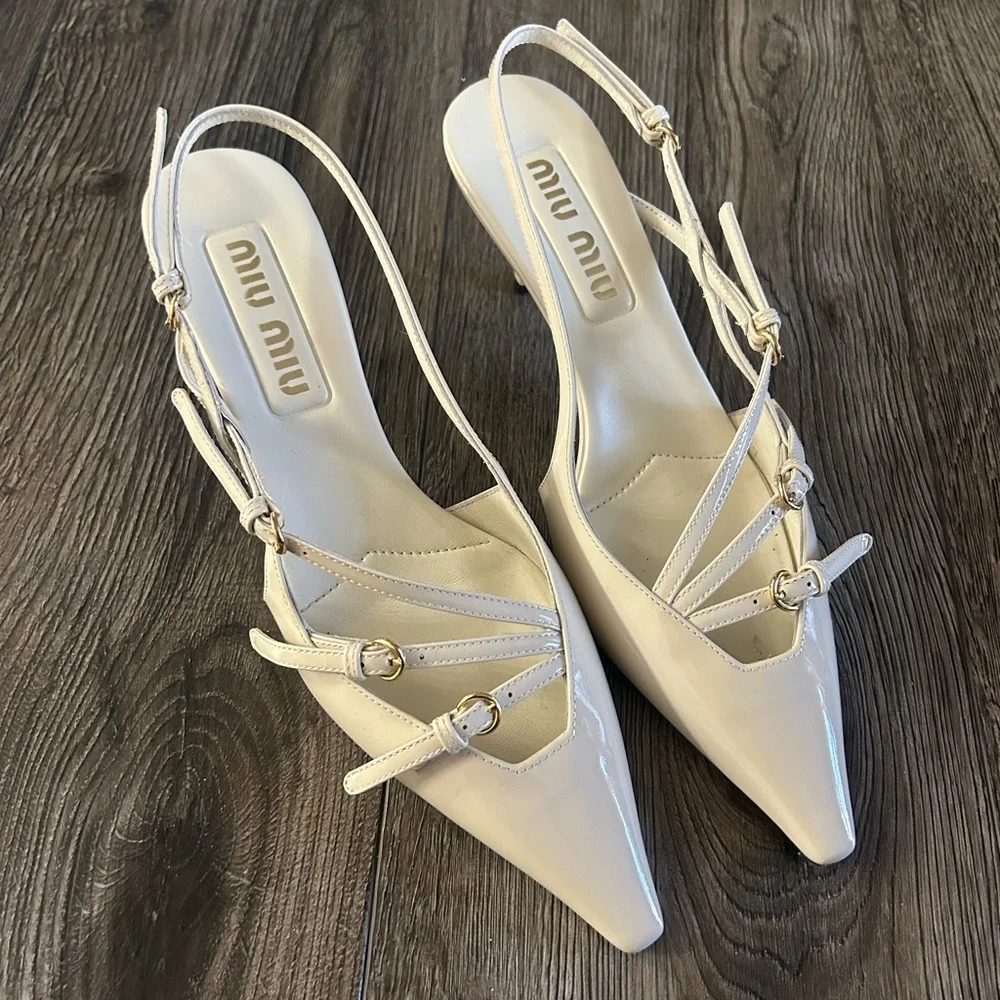 Miu Miu kitten heel slingback pumps - Picture 2 of 10